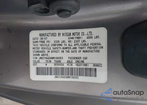 2008 Infiniti G37 Journey z USA, uszkodzony, nr VIN JNKCV64E98M106053